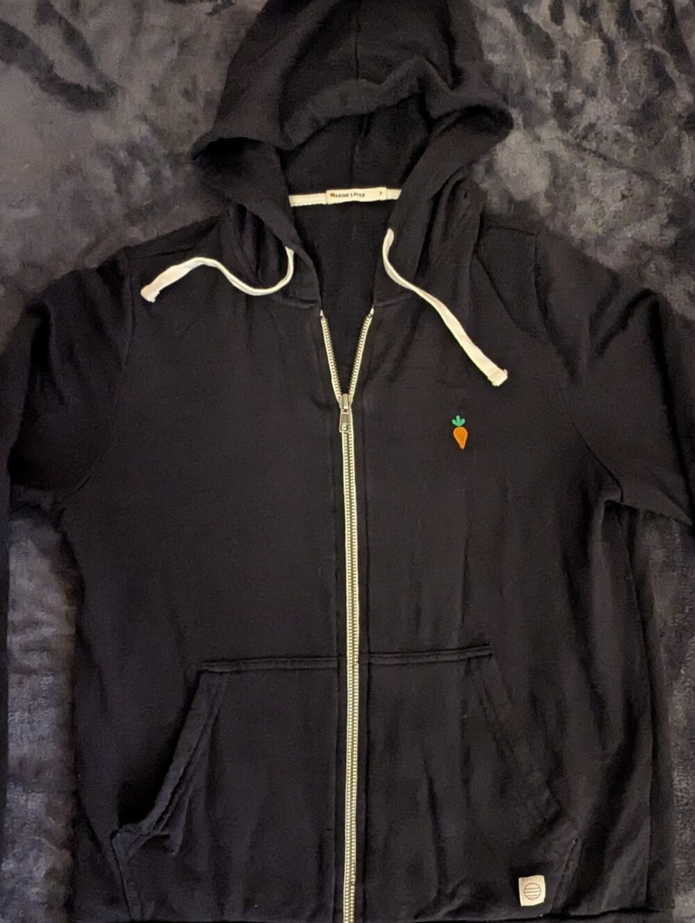 Marine Layer Black Zip Hoodie Carrot Logo Soft Modal Blend Small - Picture 10 of 10